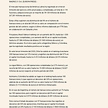El mercado transaccional de Amrica Latina moviliza un 24% de capital en el tercer trimestre, segn TTR Data